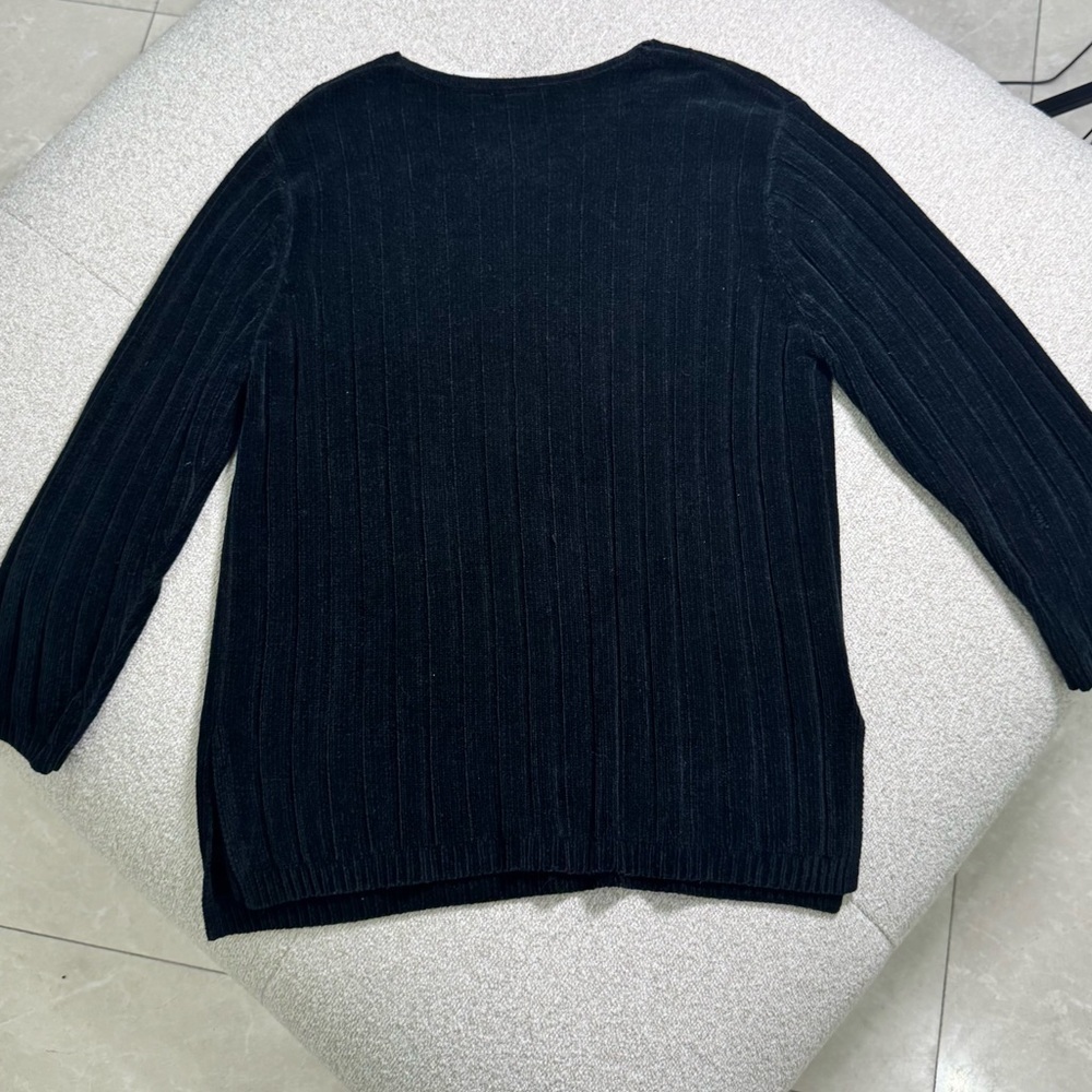 Vintage Faded Glory Black Ribbed Knit Sweater Women’s Large - Picture 5 of 8